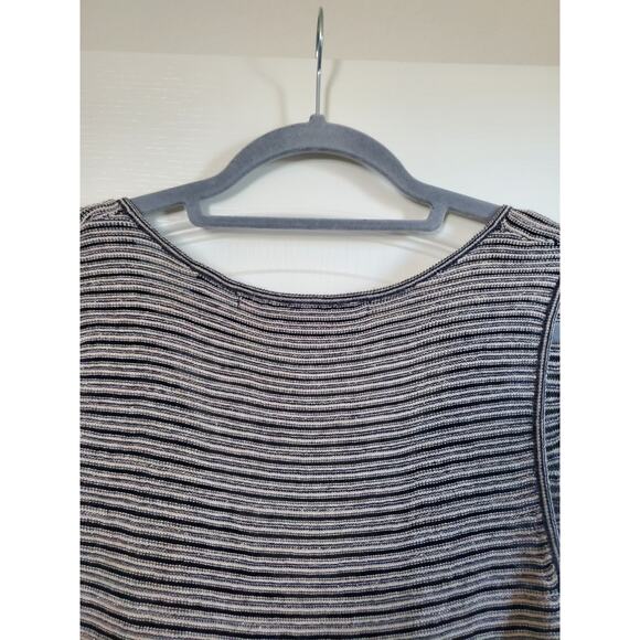 Knitted & Knotted Silver Stripe Chevron Wool Blend Sleeveless Midi Dress Medium - Picture 11 of 14